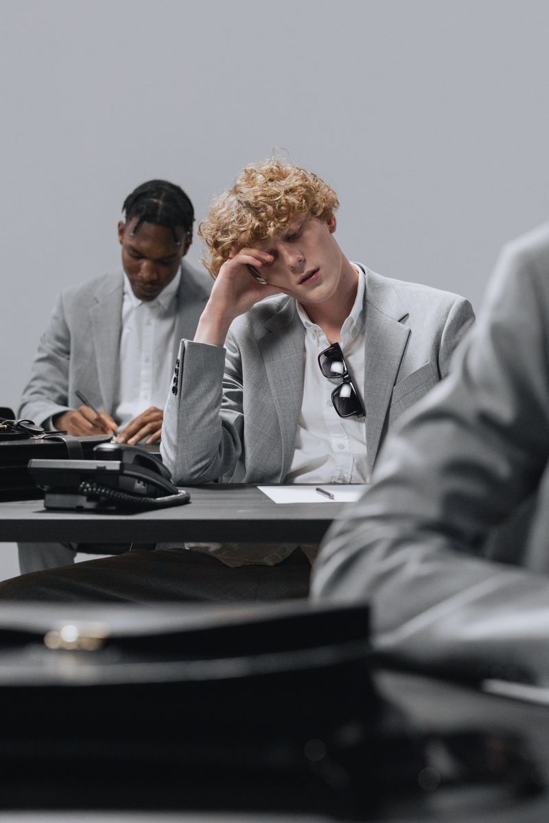 Unmotivated, bored team during a meeting